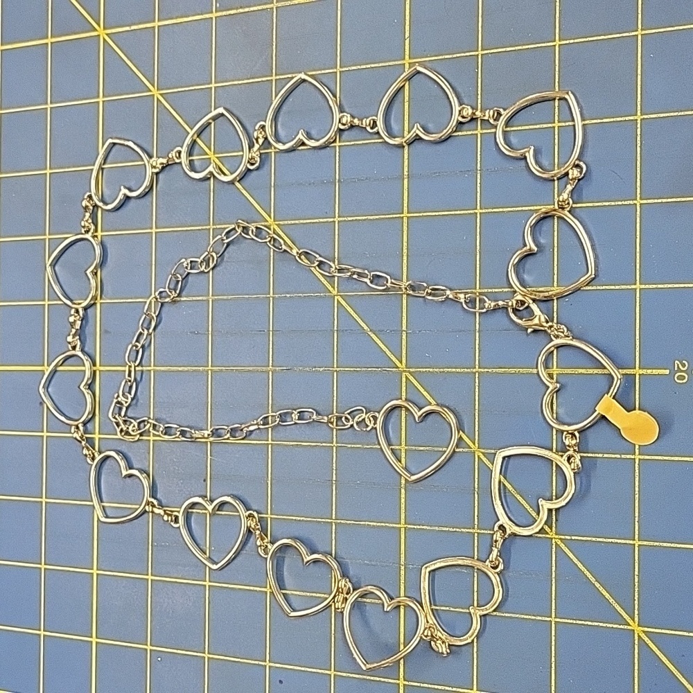 Heart Silver Tone Chain 46" Belt